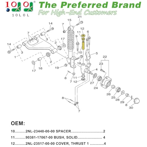 10L0L مجموعة غطاء خارجي لمفصل توجيه عربة الجولف 10L0L وواقي أنبوب المحور لياamaha G22/G29 G&E - مجموعة إصلاح غطاء الدفع وواقي البوش، OEM 2NL-23448-00-00، 90381-17067-00، 2NL-23517-00-00 - Image 2