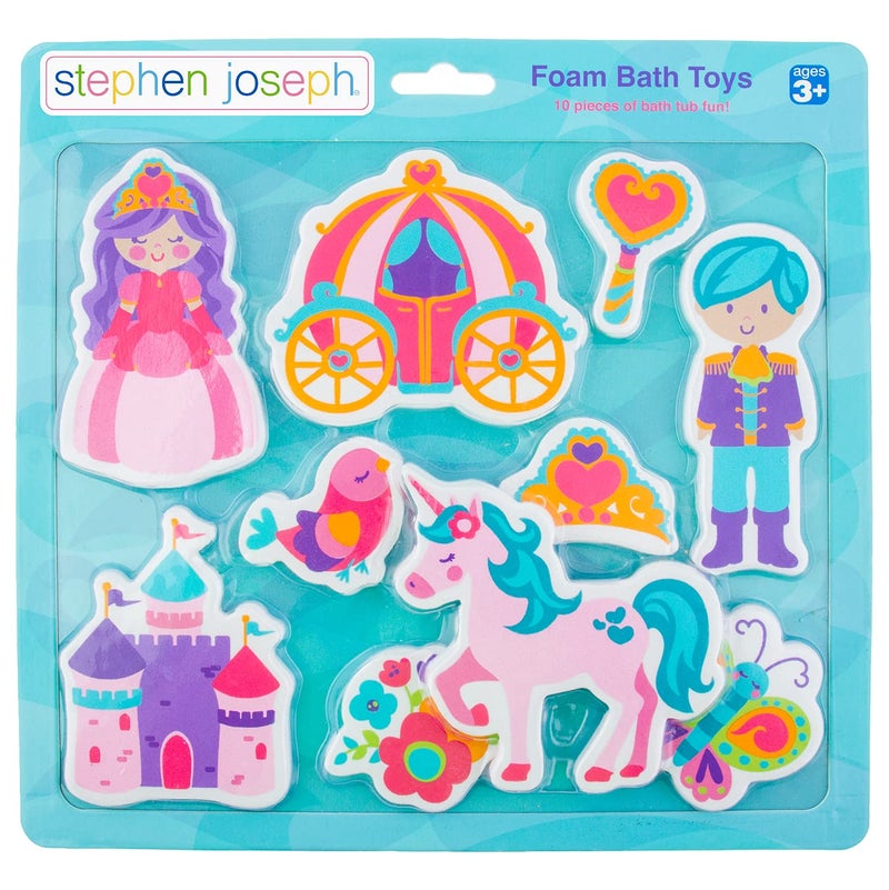 Stephen Joseph, Floating Foam Bath Character 10-Piece Toy Set, Princess (SJ1148), Small - Image 1