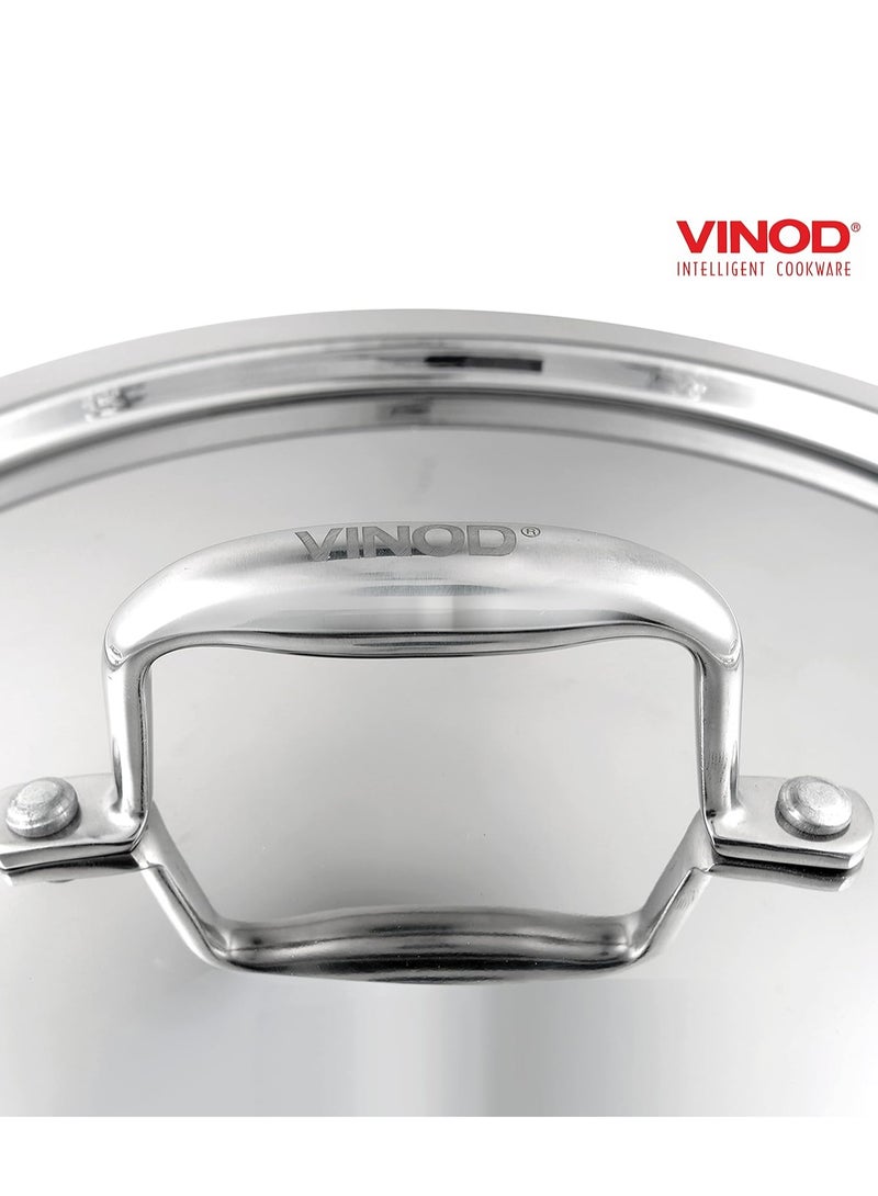 Vinod Platinum Triply Stainless Steel Kadai with Lid- 24 cm, 2.5 L, Silver (Induction Friendly)
