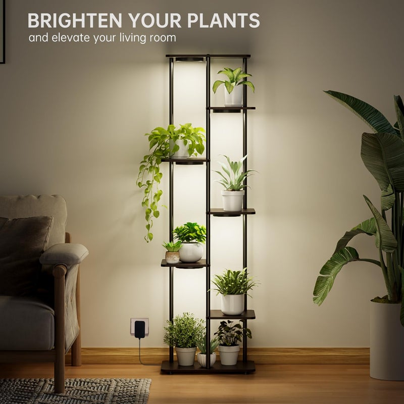 Bstrip Plant Stand Indoor with Grow Lights, 7-Tier Flower Rack, 5-Pack Full Spectrum Lights with Timer, Corner Plant Stand for Indoor Plants, 53" Tall Rectangular Stand for Living Room - Image 2