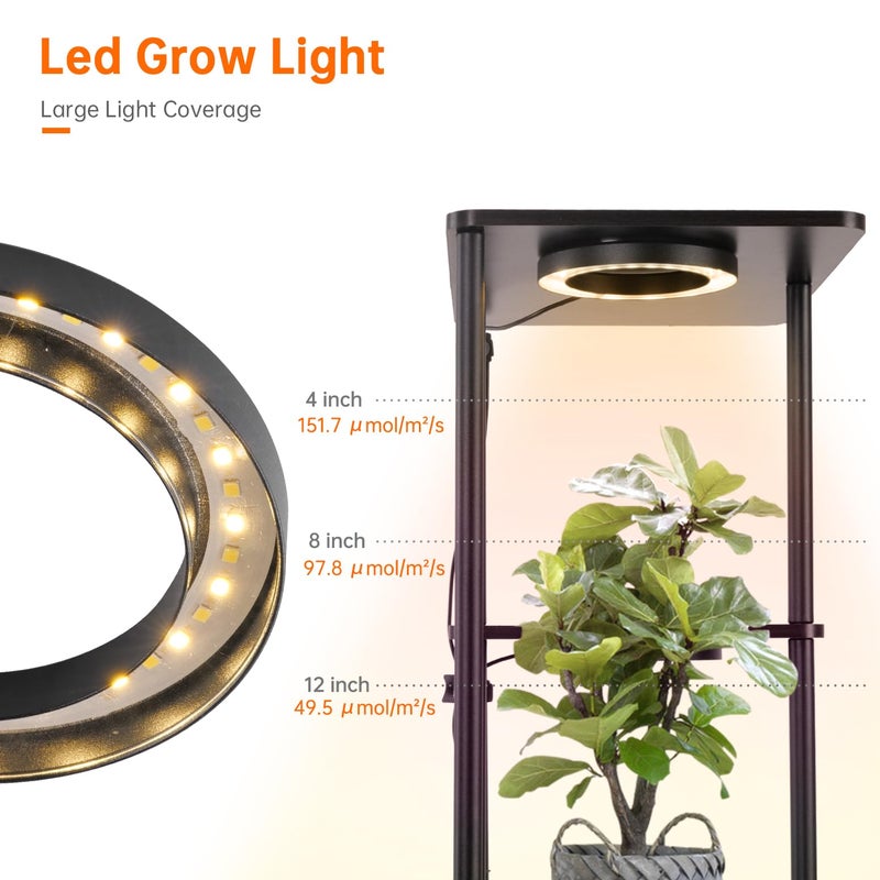 Bstrip Plant Stand Indoor with Grow Lights, 7-Tier Flower Rack, 5-Pack Full Spectrum Lights with Timer, Corner Plant Stand for Indoor Plants, 53" Tall Rectangular Stand for Living Room - Image 3