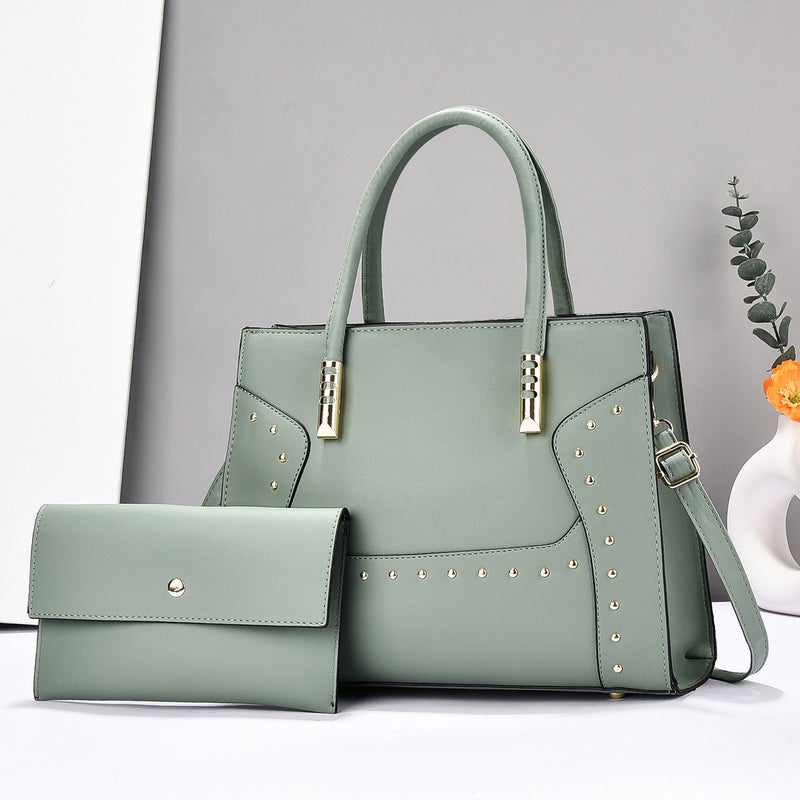 New Striped Color-Blocking Personality Studded High-End Simple Versatile Mother-Daughter Bag Single Shoulder Handbag Large Capacity Women'S Bag - Image 3