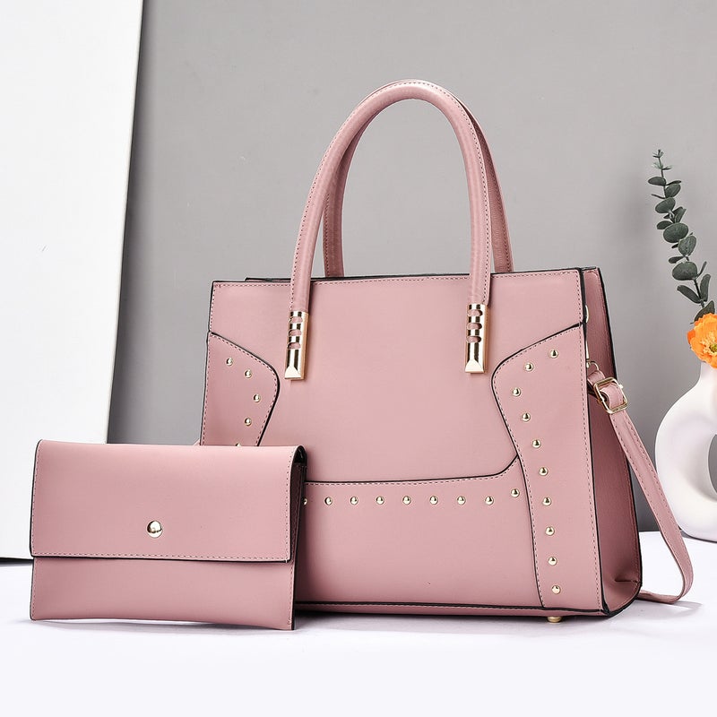 New Striped Color-Blocking Personality Studded High-End Simple Versatile Mother-Daughter Bag Single Shoulder Handbag Large Capacity Women'S Bag - Image 5