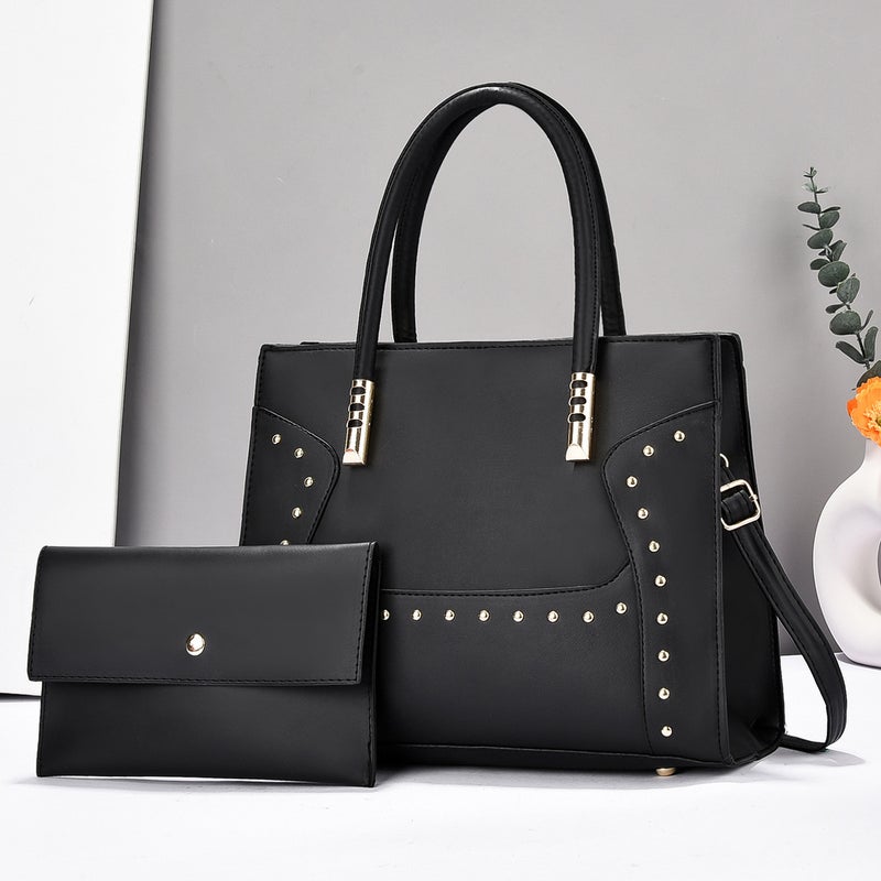 New Striped Color-Blocking Personality Studded High-End Simple Versatile Mother-Daughter Bag Single Shoulder Handbag Large Capacity Women'S Bag - Image 2