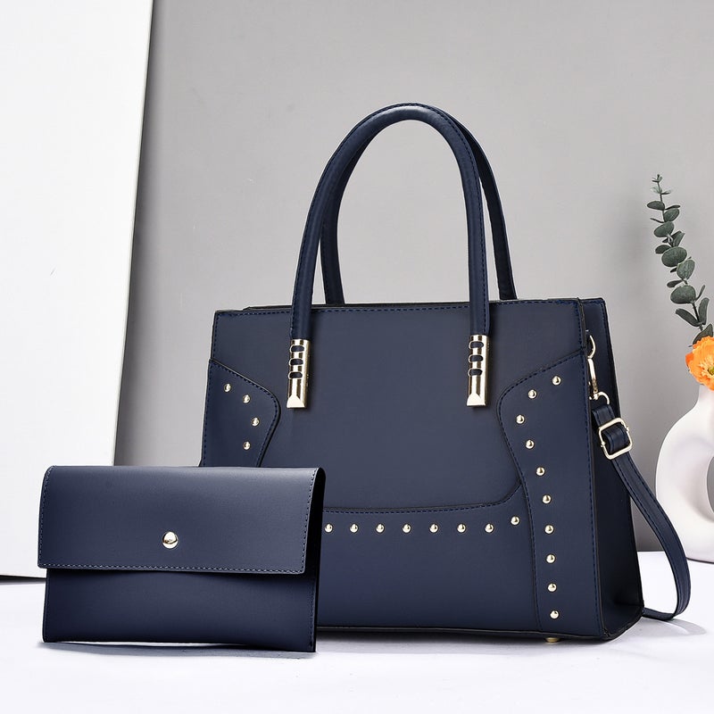 New Striped Color-Blocking Personality Studded High-End Simple Versatile Mother-Daughter Bag Single Shoulder Handbag Large Capacity Women'S Bag - Image 4