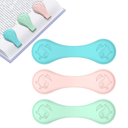 Vaszu Magnetic Silicone Bookmarks for Reading Book, 3 PCS Extra Strong Magnetic Book Mark Clip Cute Dolphin Book Page Holders Accessories Gift for Women, Men, Book Lovers, Teachers, Readers, Kids - Image 1