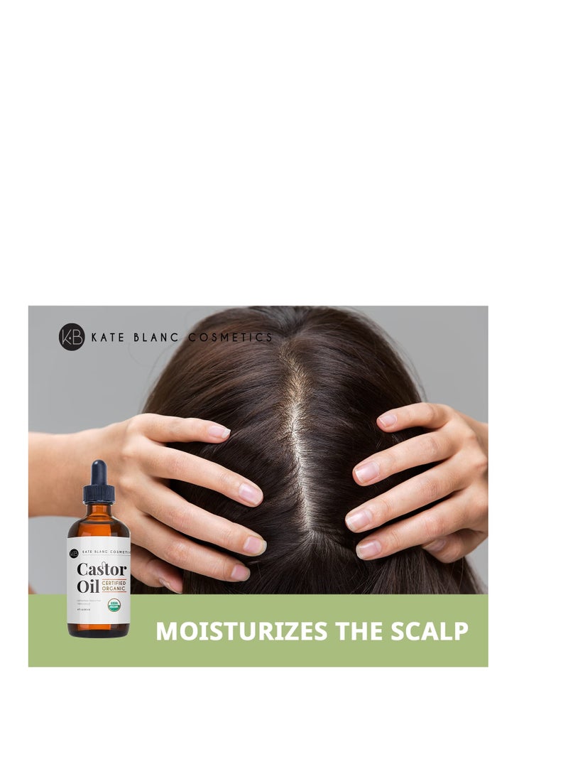 Kate Blanc Cosmetics Castor Oil Organic 4oz Natural Oil for Hair, Eyelashes, Eyebrows. Skin Moisturizer with Starter Kit  - Image 3