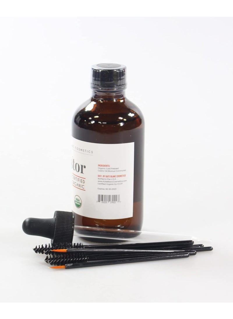 Kate Blanc Cosmetics Castor Oil Organic 4oz Natural Oil for Hair, Eyelashes, Eyebrows. Skin Moisturizer with Starter Kit  - Image 2