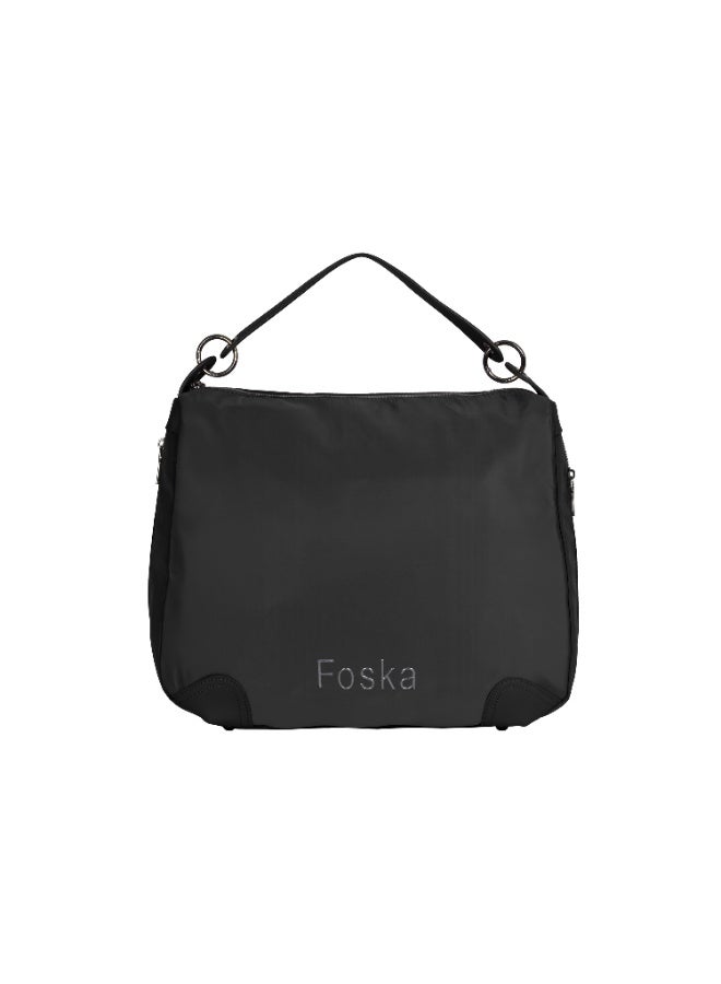 فوسكا شنطة Foska يد كبيرة (توت) قماش  – تصميم واسع للعمل والسفر لون أسود – مقاس 39x30 سم - Image 1
