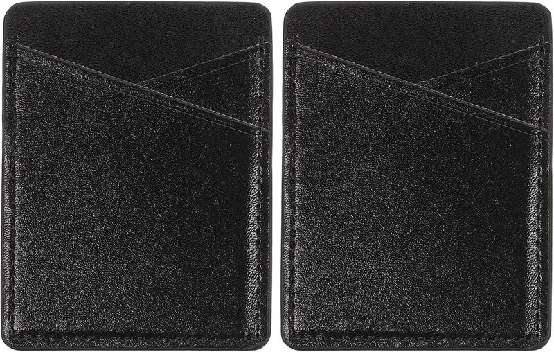 2pcs Pu Leather Phone Wallet Sticker Card Holder Back Pocket for Cellphone Adhesive Card Pocket for Phone Case (Black) - Image 1