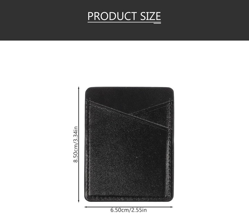 2pcs Pu Leather Phone Wallet Sticker Card Holder Back Pocket for Cellphone Adhesive Card Pocket for Phone Case (Black) - Image 2