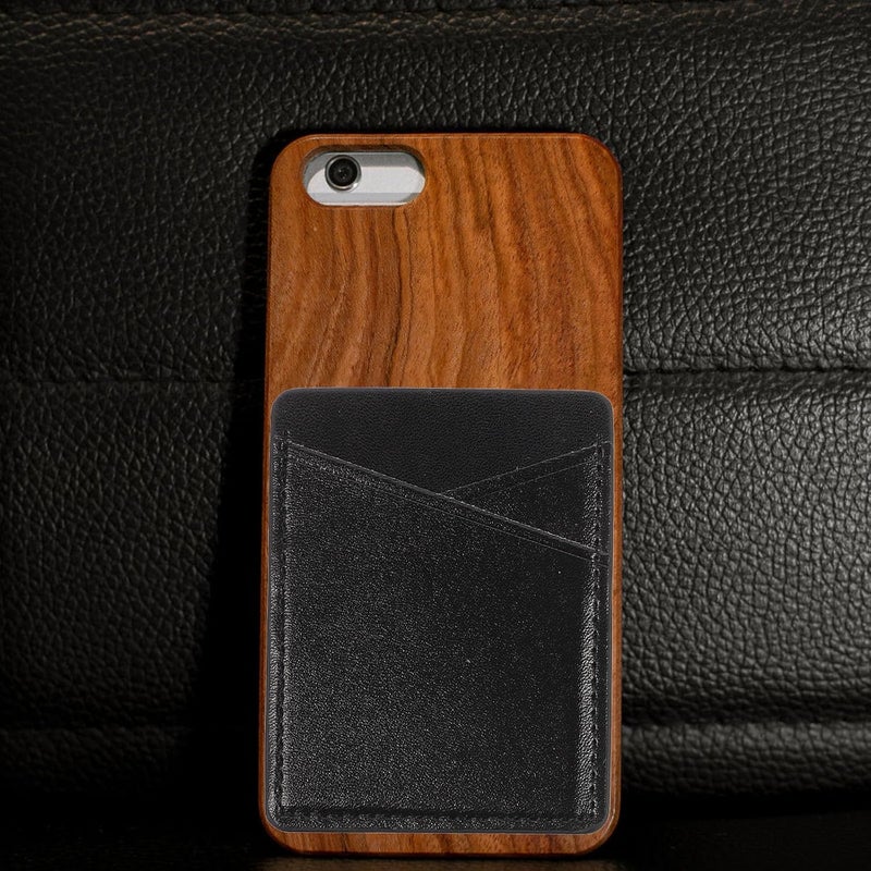 2pcs Pu Leather Phone Wallet Sticker Card Holder Back Pocket for Cellphone Adhesive Card Pocket for Phone Case (Black) - Image 5