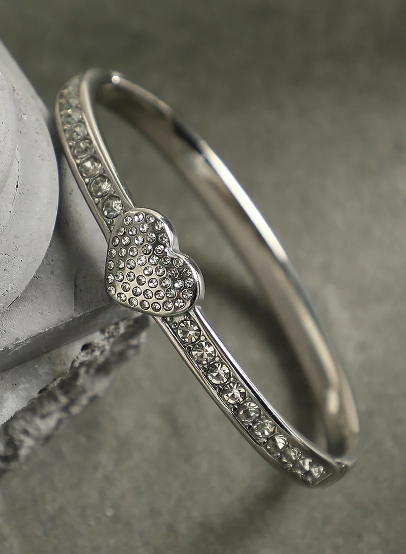 Rhinestone Heart Bangle
