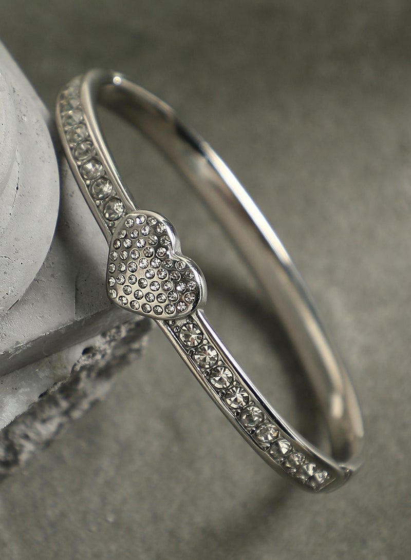 SOHI Rhinestone Heart Bangle - Image 1