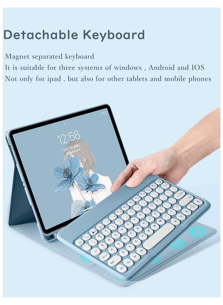 Keyboard Case Compatible with Xiaomi Pad 6s Pro 12.4 inch with Mouse, Round Keys Keyboard Case, Bluetooth Detachable Wireless Keyboard Cover for Xiaomi Pad 6s Pro
