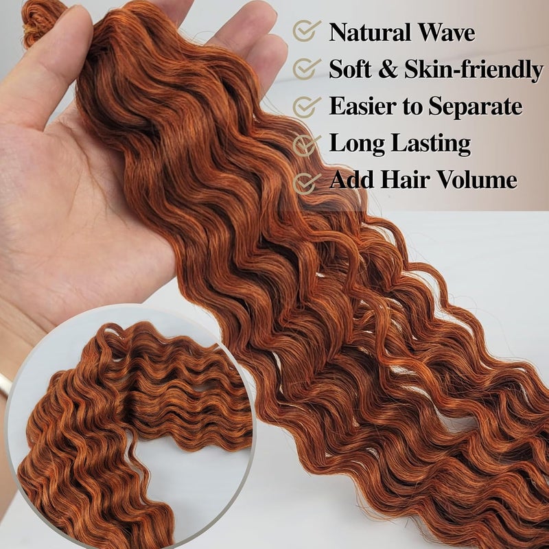 Leticia Bright Ginger Bob Braiding Hair Pre stretched Short Hypoallergenic Boho Curly Hair for Braiding Itch Free Knotless Deep Wave Braids for Black Women - Image 5