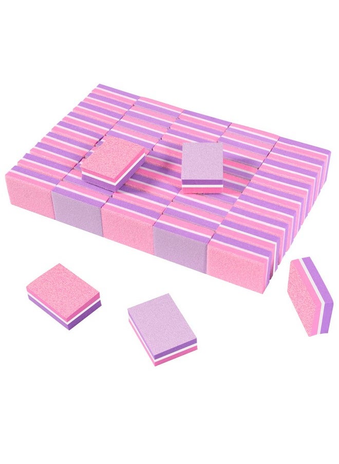 CGBE - CGBE Nail Buffer, Buffer Block Nail File 100/180 Grit, Mini Nail Buffers Block Sponge Double Sided Nail File for Acrylic Nails Manicure Tools 50PCS (Pink-Purple) - Image 1