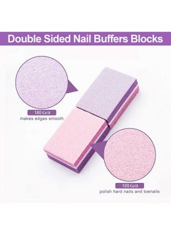 CGBE CGBE Nail Buffer, Buffer Block Nail File 100/180 Grit, Mini Nail Buffers Block Sponge Double Sided Nail File for Acrylic Nails Manicure Tools 50PCS (Pink-Purple)  - Image 2