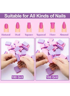 CGBE CGBE Nail Buffer, Buffer Block Nail File 100/180 Grit, Mini Nail Buffers Block Sponge Double Sided Nail File for Acrylic Nails Manicure Tools 50PCS (Pink-Purple)  - Image 3