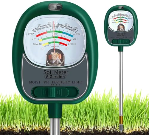 AiGerdinn Soil Moisture Meter for Plants, 4-in-1 Soil Tester - pH/Fertility/Sunlight Meter, Large Dial, Indoor/Outdoor Plant Water Monitor, Garden Soil Test Kit for Lawn, Farm, Houseplants - Image 1