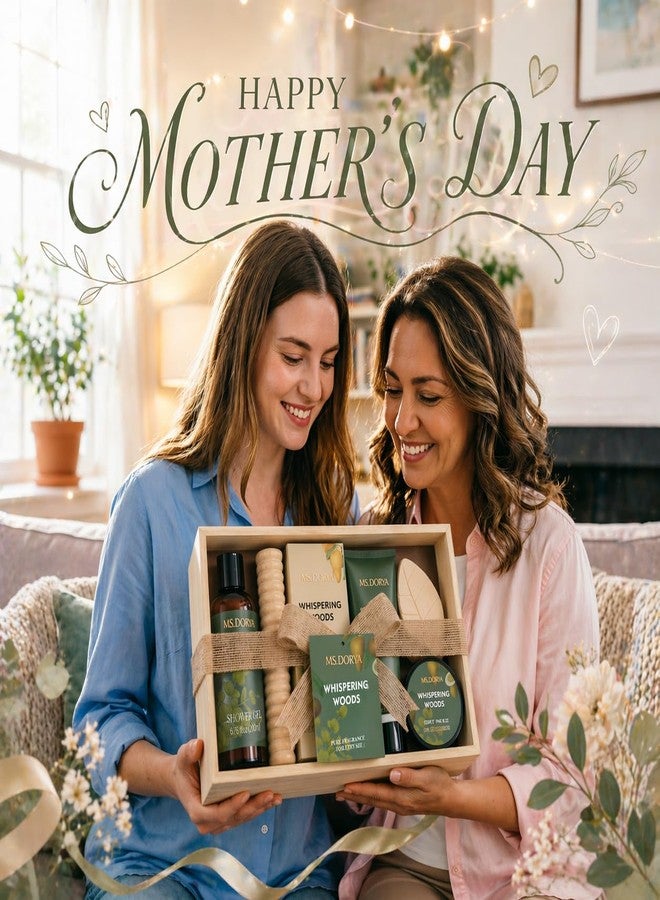 MS.DORYA Birthday Spa Gift Set for Her - 6Pcs Bath and Body Kit with Shower Gel, Body Lotion, Bath Salt, Scrub, Massage Stick - Whispering Woods Spa Basket for Women Mom Wife Girlfriend - Image 2