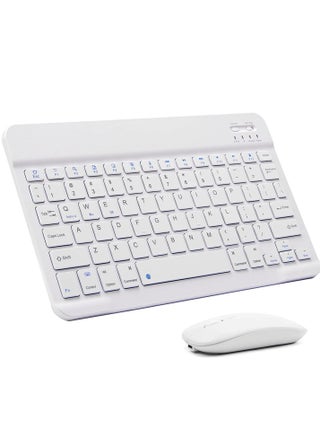 Ultra-Slim Bluetooth Keyboard and Mouse Combo Rechargeable Portable Wireless Keyboard Mouse Set for Apple iPad iPhone iOS 13 and Above Samsung Tablet Phone Smartphone Android Windows (White - pzsku/Z2F35640ADD7ECB29EC60Z/45/_/1713522727/d21fc4dc-2155-4072-8339-e34b63da73e9