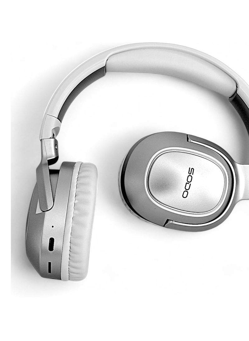 SODO - SD-1105 Soundo Wireless Bluetooth 5.3 Headset with External Microphone and SD Card Support - Light Beige - Image 1