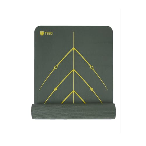 TEGO Stance Yoga Mat with GuideAlign for Posture Alignment (Olive Without Bag) | Reversible Design with Dual Texture Grip | 5mm Thick | Antimicrobial, Non-Slip, Sweat-Resistant | 6ft x 2ft | Yoga & Fitness Mat | Shoe-friendly Workout Mat - Image 1