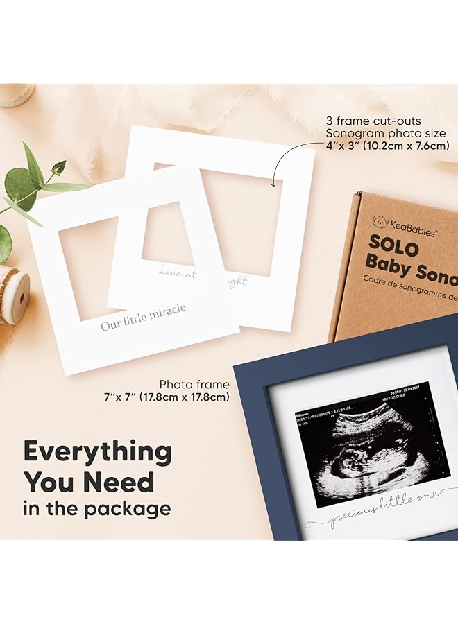 إيروريكس إطار صور سونار الطفل إطار الموجات فوق الصوتية الحديث للأم الحامل إطارات صور سونار الإعلان عن الحمل الكشف عن جنس الطفل للآباء والأمهات المتوقعين هدايا للأب لأول مرة أزرق داكن - Image 2