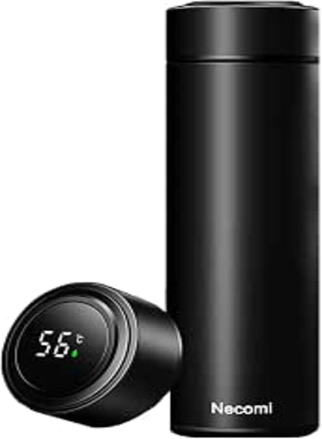 Necomi 500Ml Smart Thermos Cup, Led Temperature Display Water Bottle, Stainless Steel Vacuum Travel Mug For 24 Hours, Hot And Cold Tea Coffee Vacuum Thermoses Cup For School, Home, Office