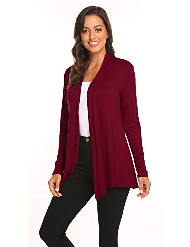 Newchoice Plus Size Cardigans for Women Trendy, Long Sleeve Open Front Dressy Casual Lightweight Cardigan Sweaters Dusters (Wine Red, XXXL) - Image 4