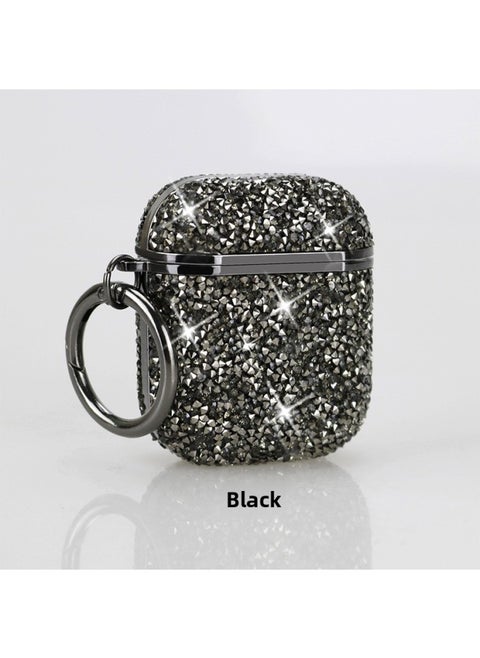 Flash Diamond 7 Color For AppleWireless Bluetooth Headset Airpods 1/2 Generation Protective Cover Pro 3 Generation Applicable Women-Color:Black-Model:airpods 1/2 Generation