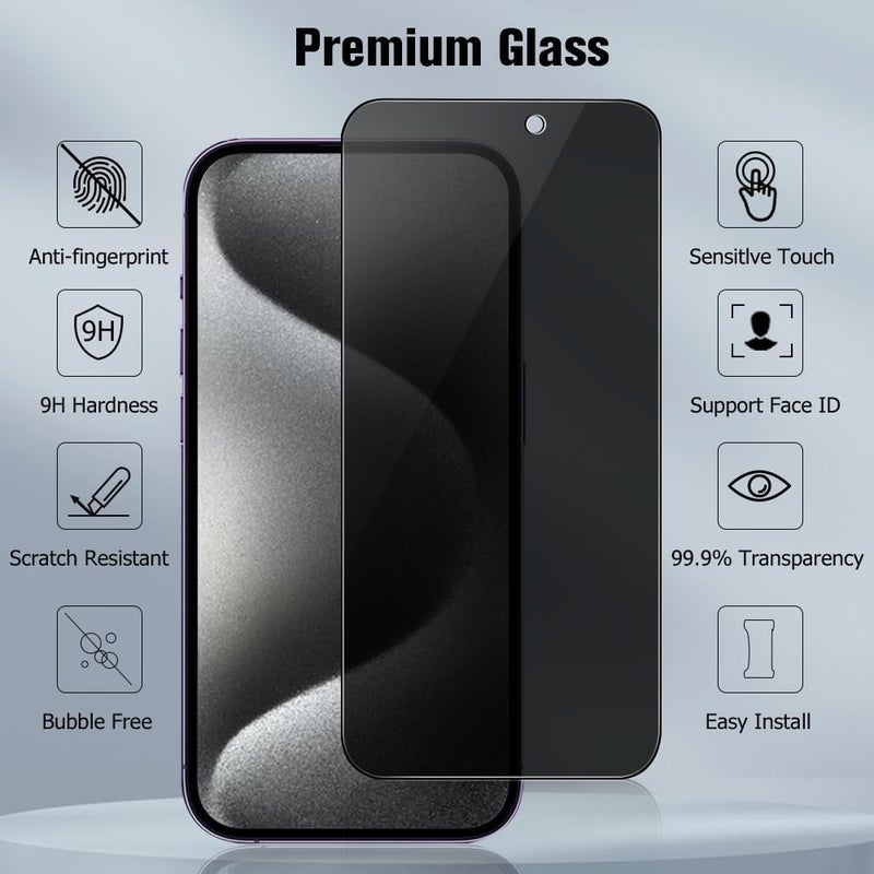 OpenTech ®️ Privacy Tempered Glass Screen Protector for iPhone 17 Air with Edge to Edge Coverage - Anti Spy, Case Friendly and Bubble free installation kit (6.5 Inches) - Image 3