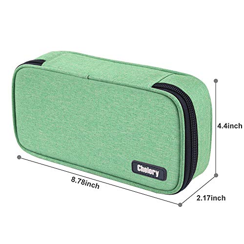 Chelory Big Pencil Case Large Capacity Pencil Bag Pouch Pen Pencil Marker Holder with High Storage for Office Supplier Desk Stationery Organizer Makeup Bag (Green) - Image 5