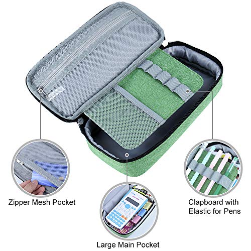 Chelory Big Pencil Case Large Capacity Pencil Bag Pouch Pen Pencil Marker Holder with High Storage for Office Supplier Desk Stationery Organizer Makeup Bag (Green) - Image 2
