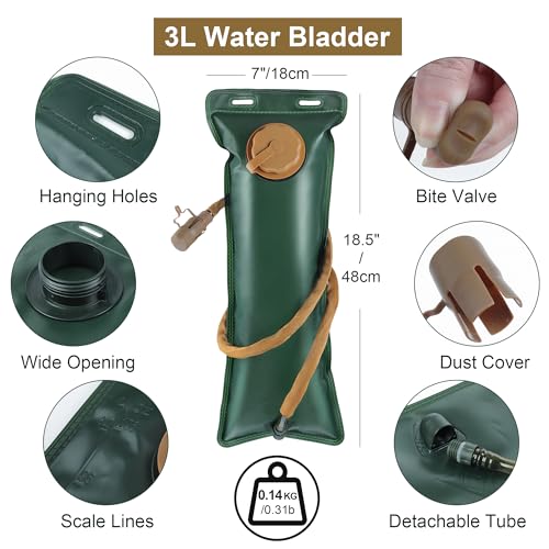 Outplea Tactical Hydration Pack Backpack with 3L Water Bladder for Men, Leakproof Military Rave Water Backpack for Running Hiking Cycling Jogging Festival, Khaki - Image 2