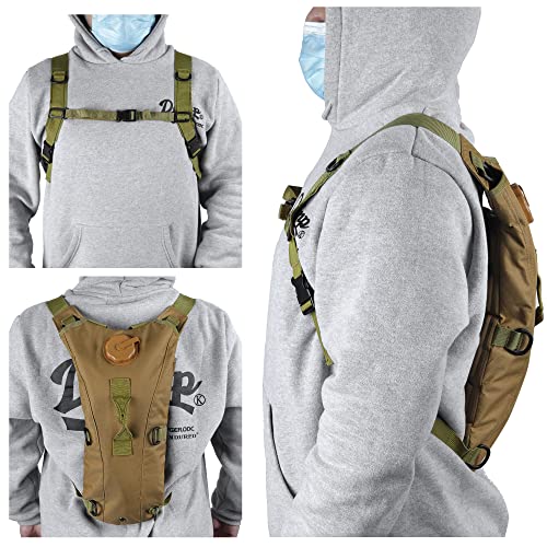 Outplea Tactical Hydration Pack Backpack with 3L Water Bladder for Men, Leakproof Military Rave Water Backpack for Running Hiking Cycling Jogging Festival, Khaki - Image 5