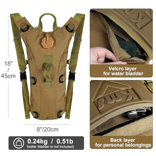 Outplea Tactical Hydration Pack Backpack with 3L Water Bladder for Men, Leakproof Military Rave Water Backpack for Running Hiking Cycling Jogging Festival, Khaki - Image 3