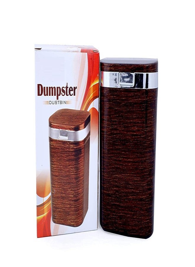 Portible Dumpster Dustbin Brown Wooden Finished Dustbin for Car Office and Home Use (Pack of 1). - Image 2