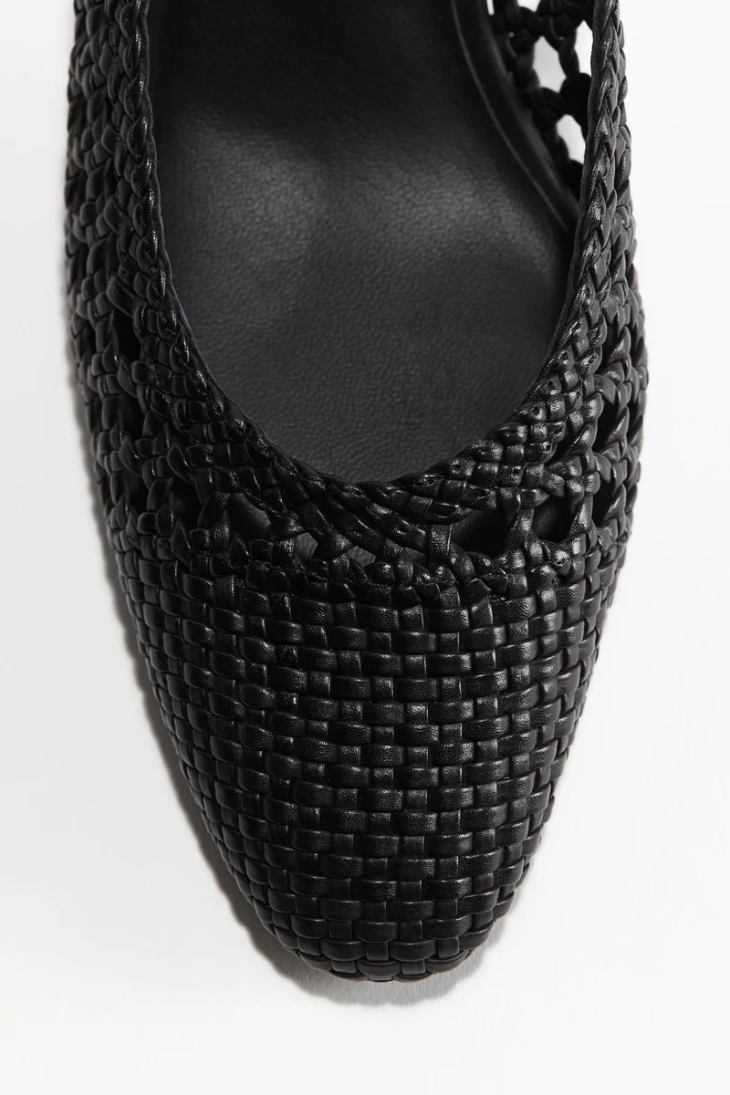 H&M Leather slingback court shoes