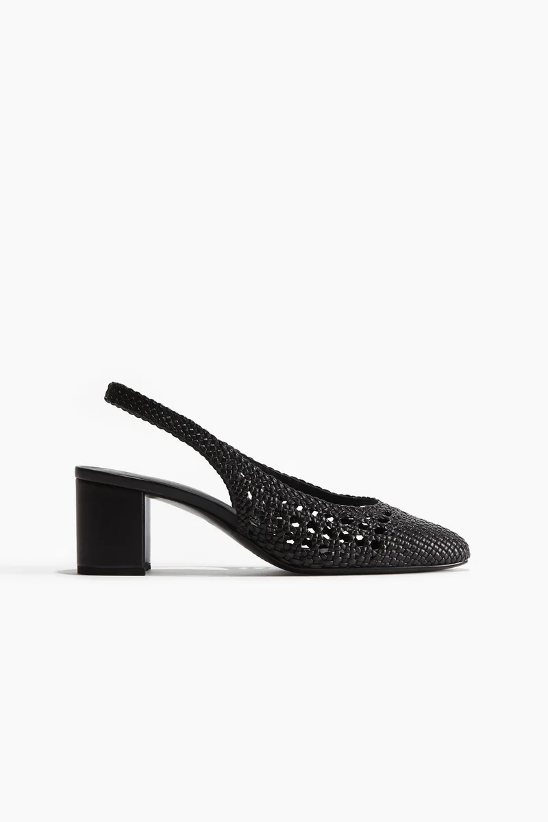 H&M Leather slingback court shoes