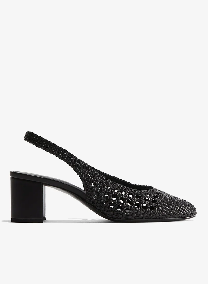 H&M Leather slingback court shoes