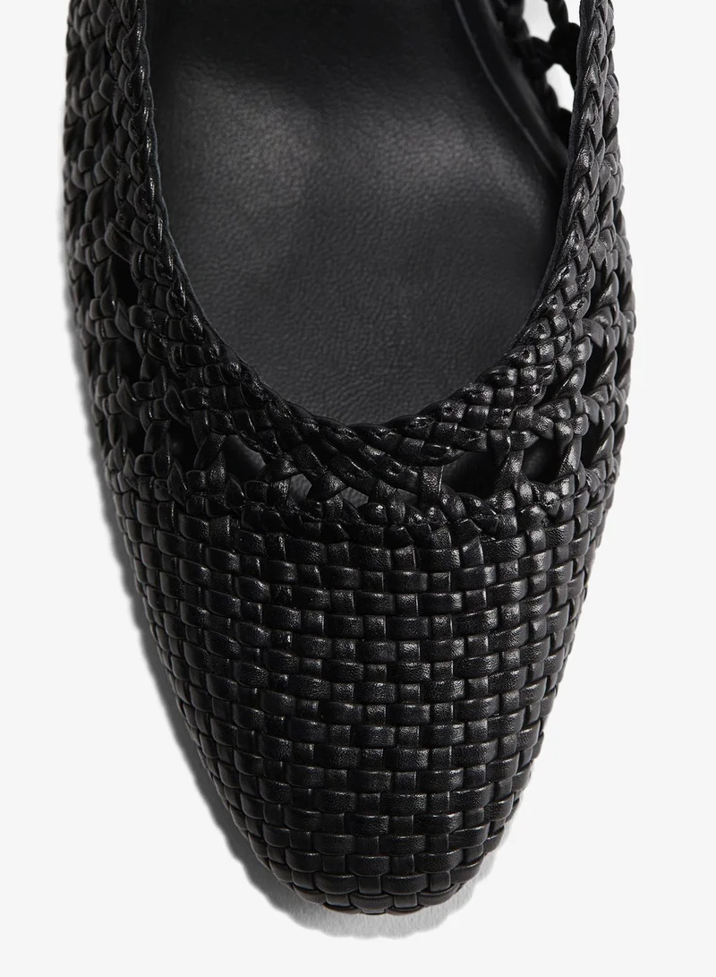 H&M Leather slingback court shoes