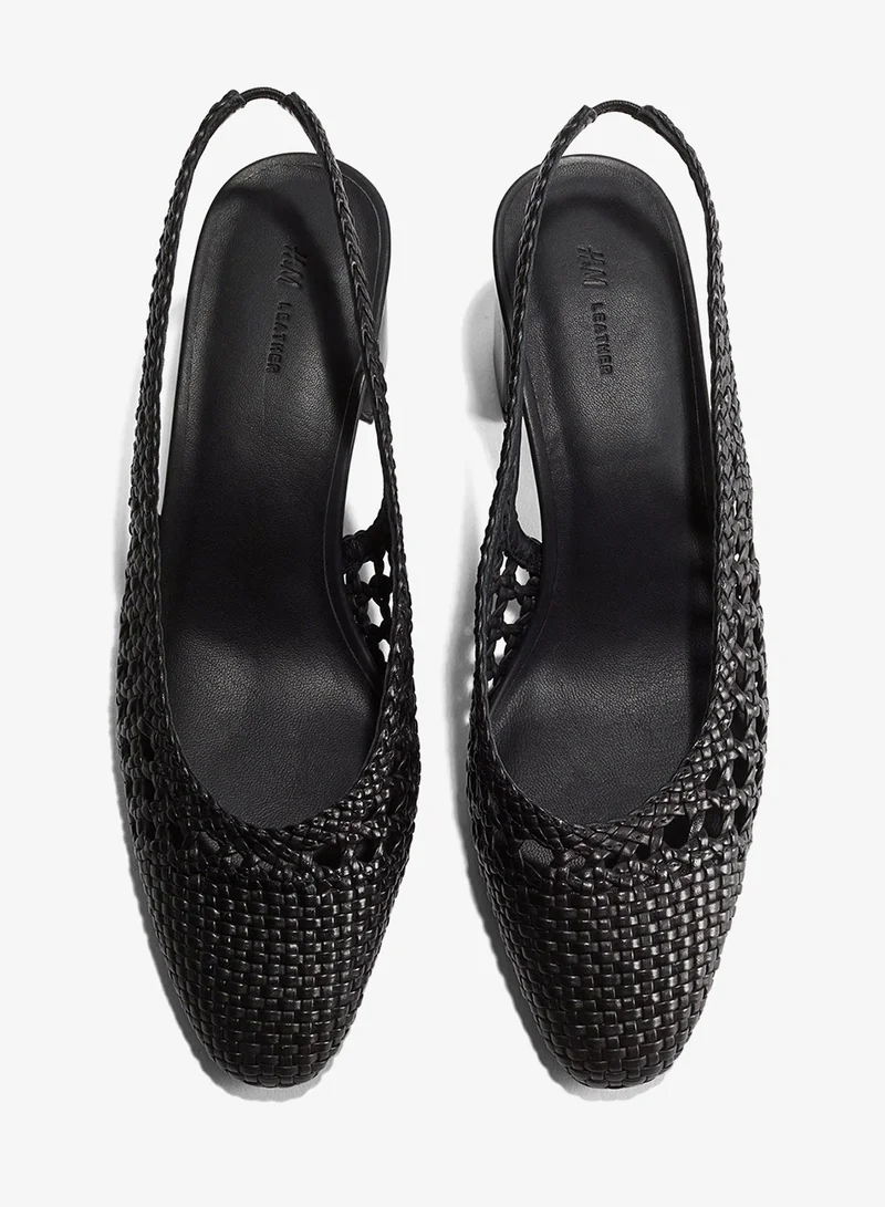 H&M Leather slingback court shoes