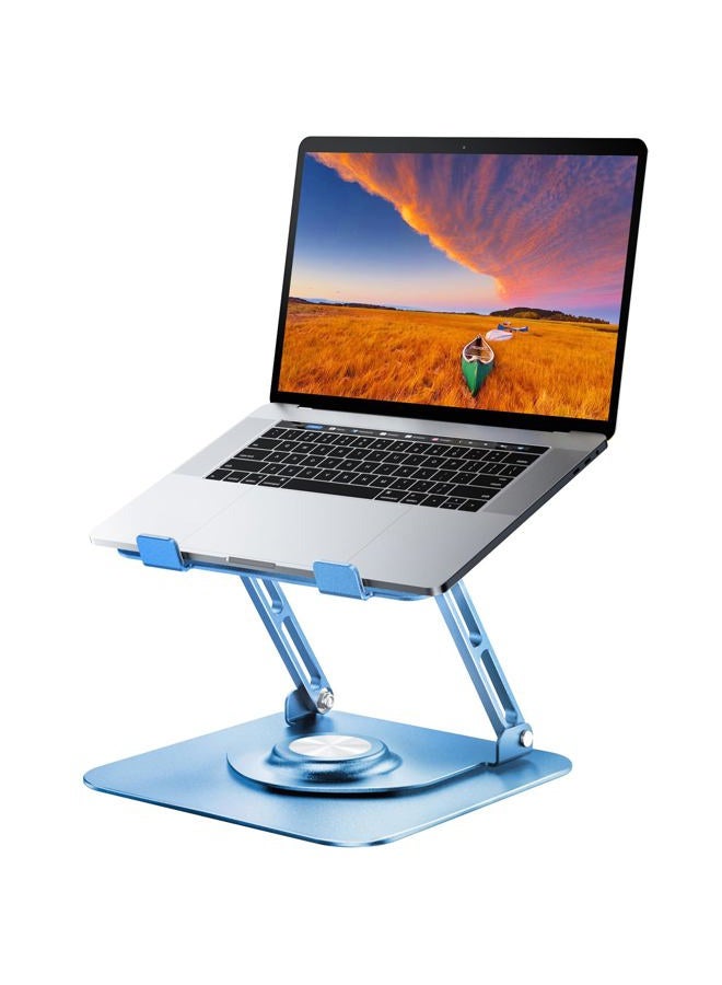 JOYEKY Laptop Stand for Desk, Adjustable Computer Stand with 360° Rotating Base, Ergonomic Laptop Riser for Collaborative Work, Foldable & Portable Laptop Stand, fits for All 10-16" Laptops (Blue) - Image 1