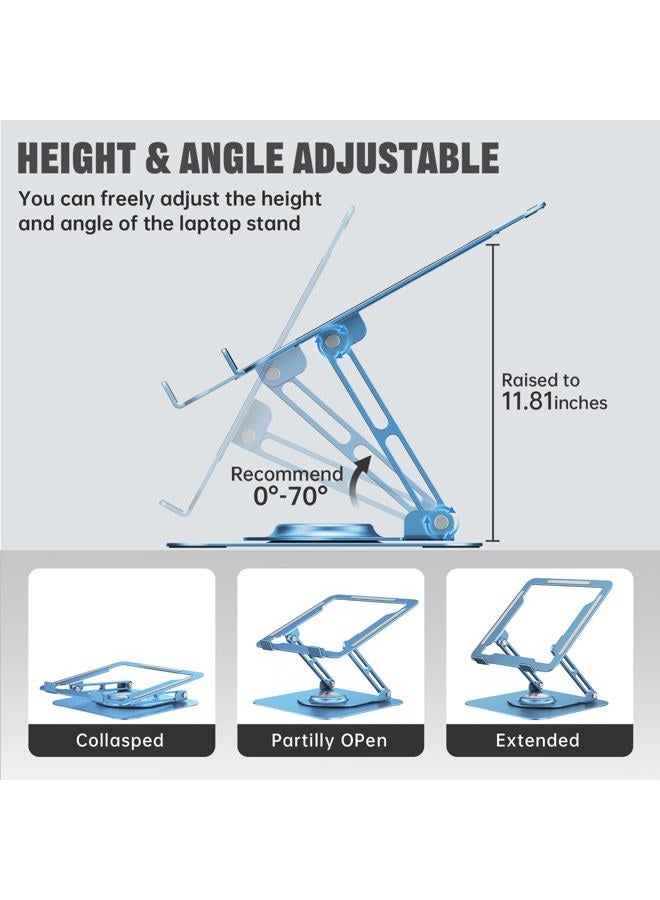 JOYEKY Laptop Stand for Desk, Adjustable Computer Stand with 360° Rotating Base, Ergonomic Laptop Riser for Collaborative Work, Foldable & Portable Laptop Stand, fits for All 10-16" Laptops (Blue) - Image 4