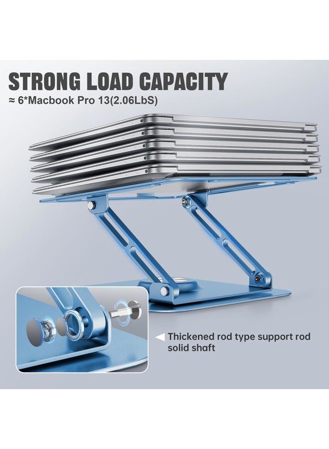 JOYEKY Laptop Stand for Desk, Adjustable Computer Stand with 360° Rotating Base, Ergonomic Laptop Riser for Collaborative Work, Foldable & Portable Laptop Stand, fits for All 10-16" Laptops (Blue) - Image 3
