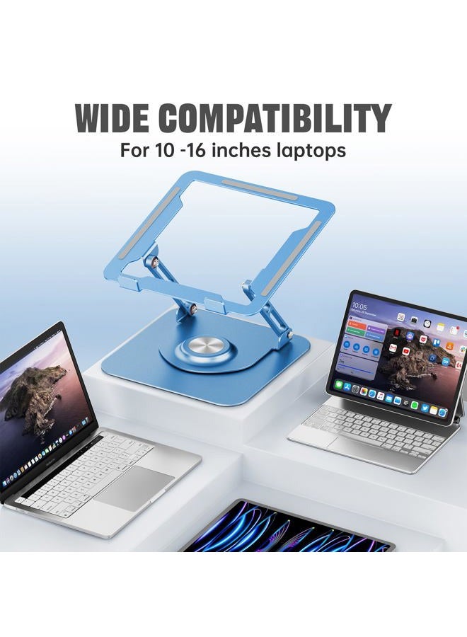 JOYEKY Laptop Stand for Desk, Adjustable Computer Stand with 360° Rotating Base, Ergonomic Laptop Riser for Collaborative Work, Foldable & Portable Laptop Stand, fits for All 10-16" Laptops (Blue) - Image 5