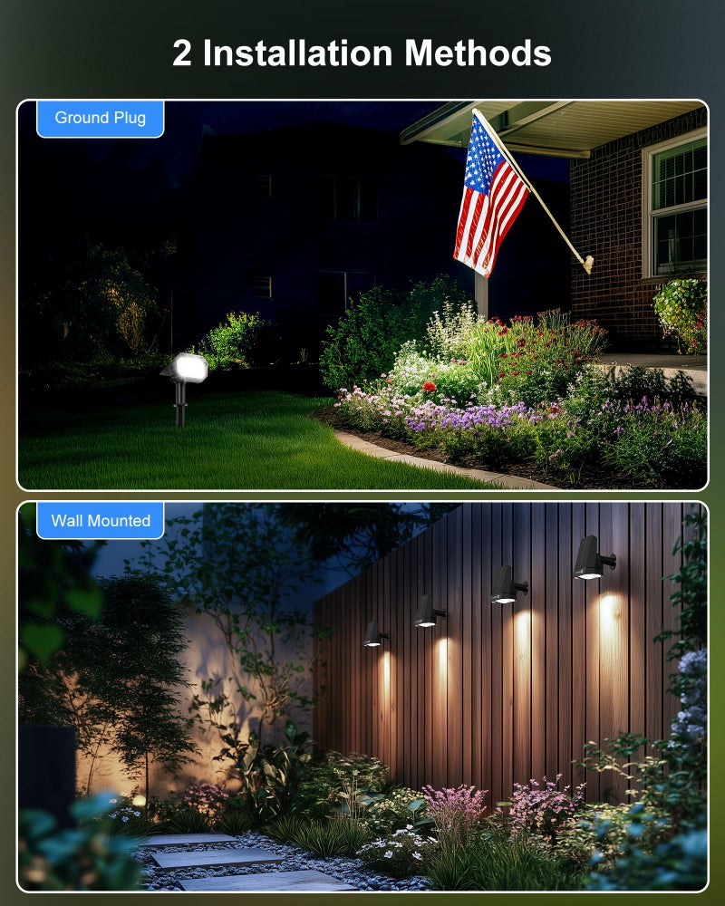 Brightown أضواء سبوت لايت شمسية خارجية من برايتاون 4 عبوات مع 58 LED و 1800mAh، أضواء شمسية خارجية مقاومة للماء IP67 مع 3 أوضاع إضاءة، أضواء شمسية خارجية مزدوجة الاستخدام 2 في 1 للحديقة، الحديقة والممر (أبيض بارد) - Image 5