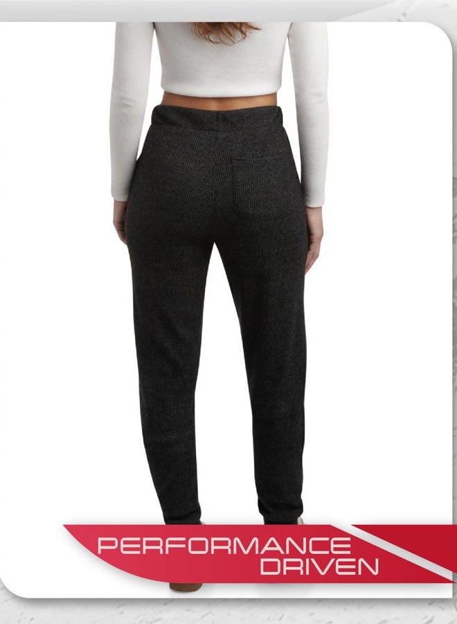 Spyder Women's Brushed Fleece Jogger Sweatpants - Cozy Ribbed Knit Lounge Fashion Joggers with Drawstring and Pockets (S-XL), Black, M - Image 3